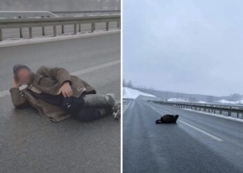 (VIDEO) Čovjek leži NASRED auto-puta “Miloš Veliki”