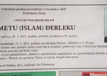 Posljednji selam rahmetli Iketu Đerleku u Dnevnom Avazu uputilo je Udruženje sandžaklija u BiH