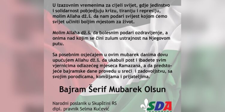 Narodna poslanica SDA Sandžaka Selma Kučević čestitala Bajram