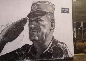 Mural sa likom Mladića u Njegoševoj ulici u Beogradu
