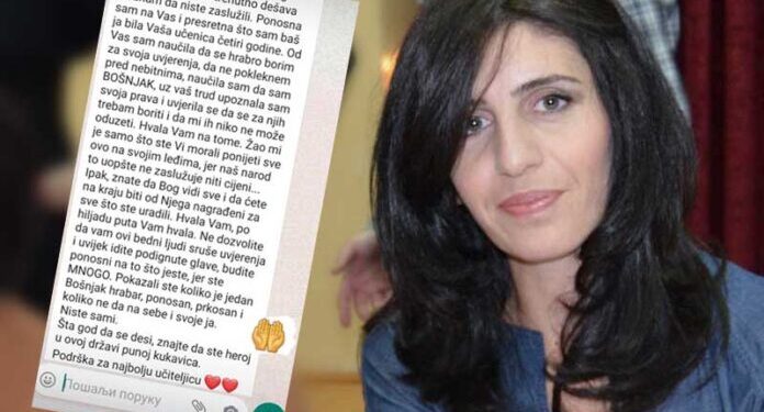 EMOTIVNA PORUKA UČENICE: Učiteljice Adela, od Vas sam naučila da sam Bošnjak!