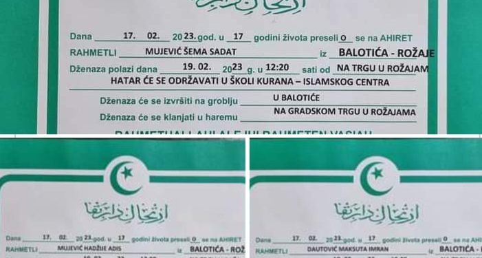 Sutra dženaze tragično stradalim mladićima iz Balotića kod Rožaja