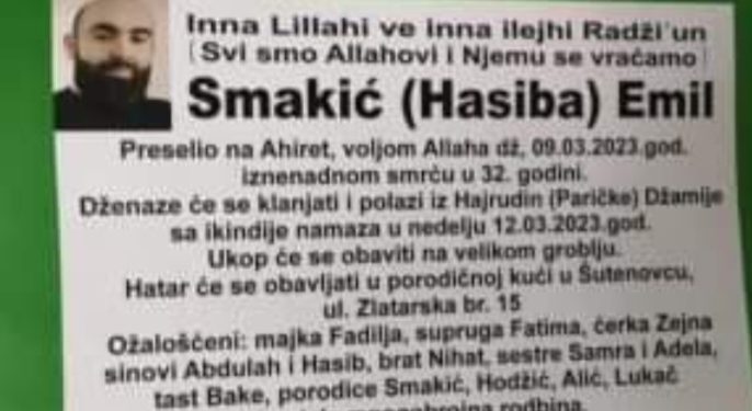 Danas će se obaviti dženaza Emilu, tražio nafaku u Austriju pa stradao
