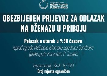 OBEZBIJEĐEN PRIJEVOZ ZA ODLAZAK NA DŽENAZU U PRIBOJU- Mešihat IZ Sandžaka