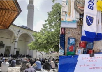 Lijep prizor na Baščaršiji: Za vrijeme džume trgovac prekrio štand i napisao, “Božije je najpreče”