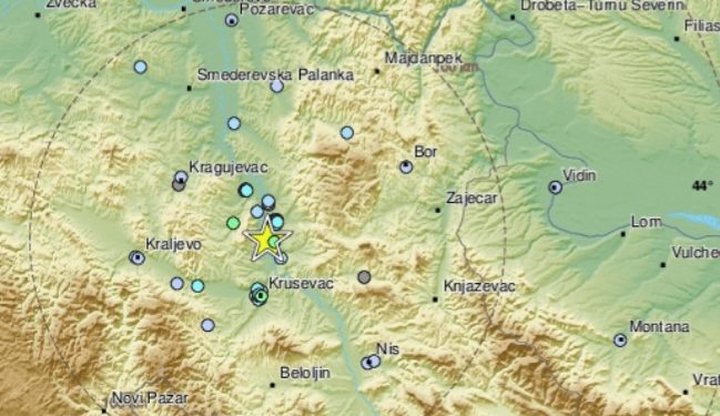Zemljotres  pogodio region centralne Srbije