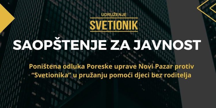 Poništena odluka Poreske uprave protiv “Svetionika”u pružanju pomoći djeci bez roditelja