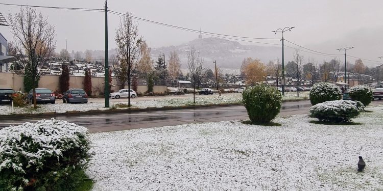oblačno vrijeme sa kišom i susnežicom, Sarajevo obijeljelo
