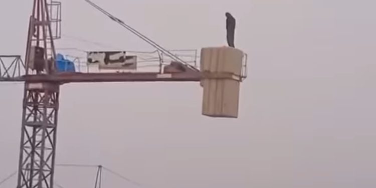 Namaz je obaveza za svakog punoljetnog muslimana, radnik na kranu snimljen