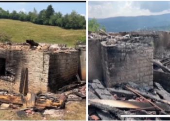 Nakon udara groma u potpunosti izgorjela kuća A. Hamidović iz Mojstira kod Tutina