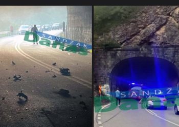 Tutin: Teška nesreća u tunelu kod Mehovog krša, dijelovi zapaljenog motora po ulici