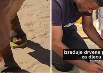 Palestinski stolar pravi djeci obuću od drveta i tkanine, poklon za siromašne