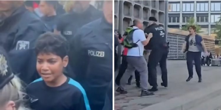 Nemačka policija juri i hapsi dijete koje nema više od 10 godina jer nosi zastavu Palestine