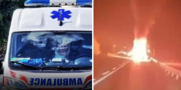 Strašna saobraćajna nesreća kod Kraljeva, jedno auto se zapalilo a druga dva smrskana