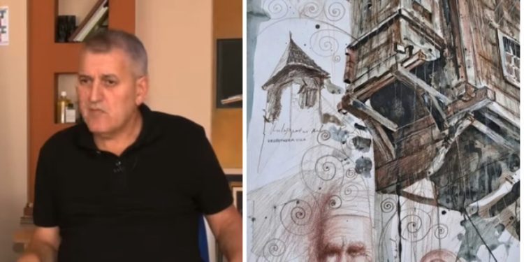Poznati likovni umjetnik iz Tutina učestvuje na prestižnoj izložbi  u Mostaru sa slikom Redžepagića kula