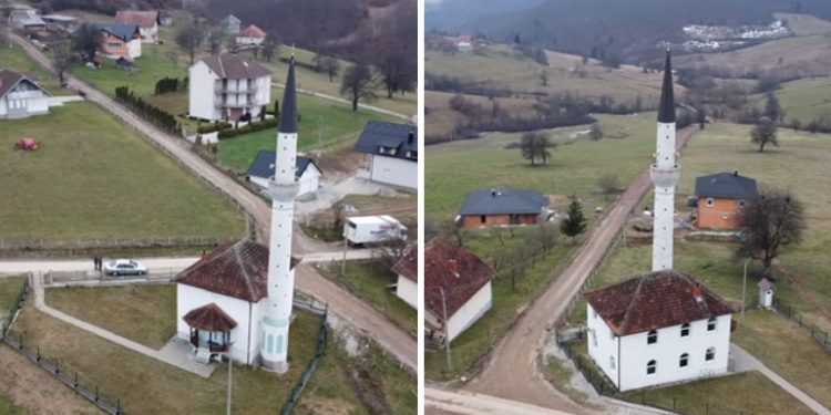 Džamija u selu Župa blizu Tutina, okružena prelijepim kućama i ulicom rahmetli Alija Izetbegović