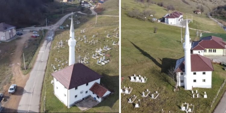 Selo Baćica okružena Jarutom i Ninajom, u sredini džamija i izvor Kron
