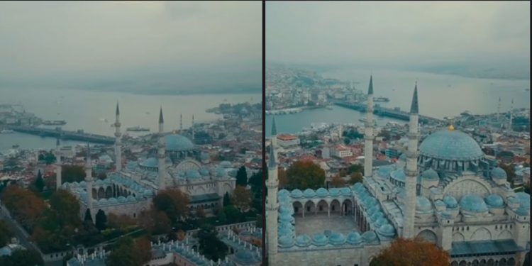 Prelijepi snimci sa sabahske atmosfere džamije Sulejmanije u Istanbulu, a tek ezan
