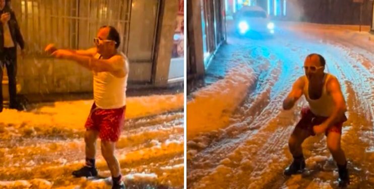 Novopazarac u šorcu i podmajci igrao na snijeg, pratioci oduševljeni