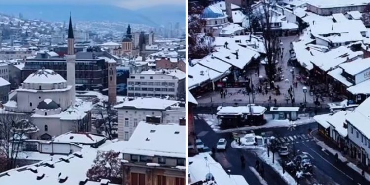 Sarajevo pod snježnim pokrivačem, prizori na Baščaršiji VIDEO