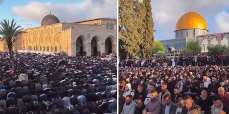 Nakon dužeg vremen dvorište džamije Al-Aksa ispunjeno vjernivima na džuma namazu