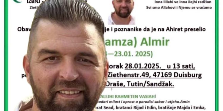 Tragična smrt Almira Zilkića: Gubitak koji je potresao Duisburg i Oraše kod Tutina