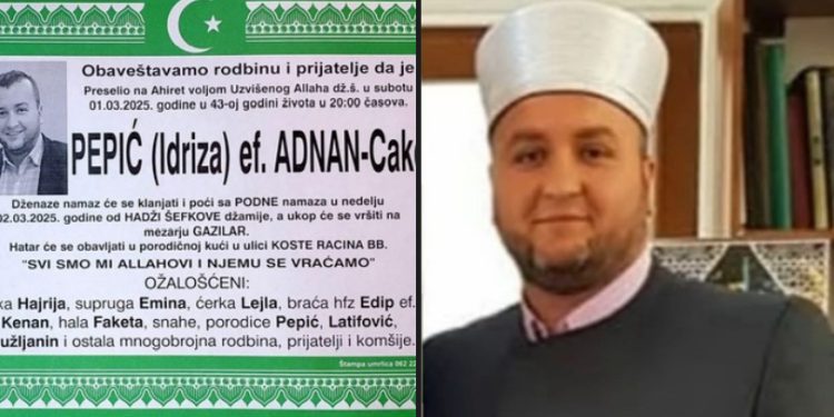 Na ahiret iznenada preselio efendija Adnan Pepić iz Nobog Pazara