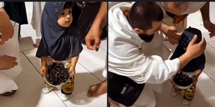 Malena djevojčica služi hurme za iftar u haremu Kabe VIDEO