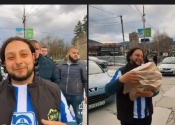 Putnik namjernik koji biciklom putuje na hadž dijeli pitice za iftar u centru Novog Pazara