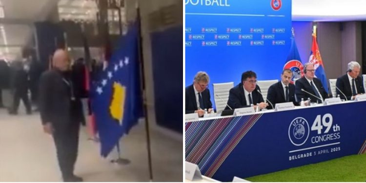 Na Kongresu UEFA u Beogradu prisutni predstavnici FS Kososova sa državnim simbolima
