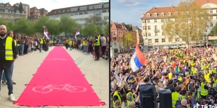 Prelijep doček studenata koji idu po pravdu u Strazbur u Štutgartu, crveni tepih i pun trg VIDEO