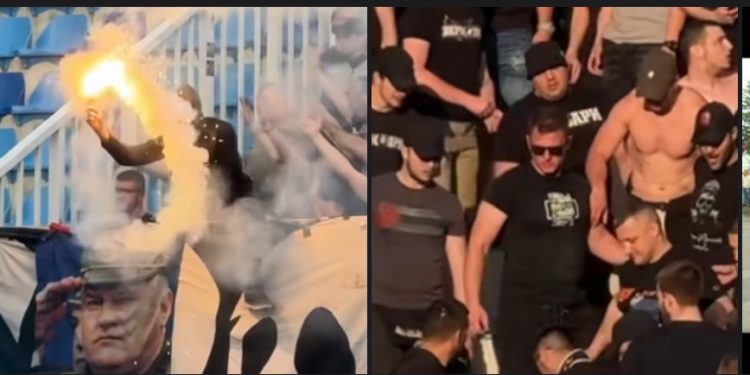 Tuča navijača Partizana i skandiranje ratnom zločincu Mladiću, kao utjeha za poraz