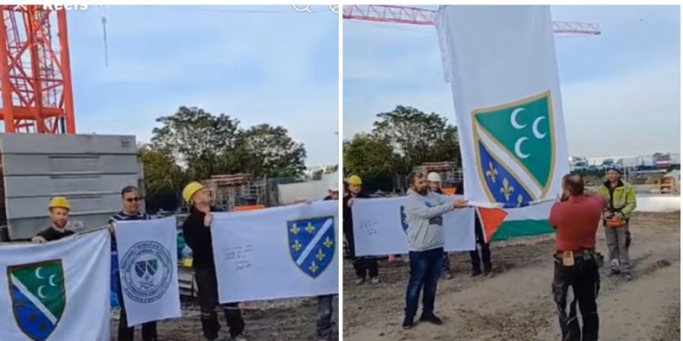 Bošnjaci na baušteli kranom  podigli  zastavu uz pjesmu “SANDŽAK TE ZOVE” VIDEO