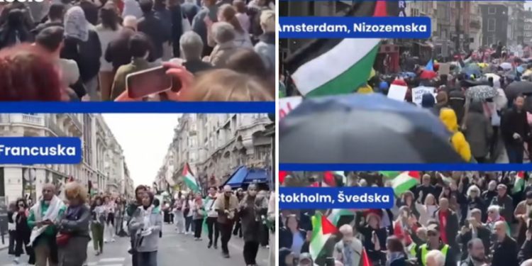 Propalestinski protesti širom svijeta: Vlade zemalja za cioniste sli narod  na strani žrtava VIDEO