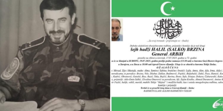 Na ahiret preselio general ARBiH Halil Brzina, gazija i šejh