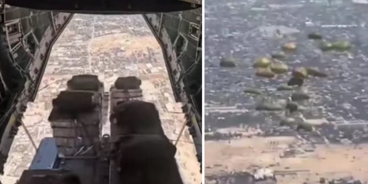 Video snimak iz španskog aviona tokom dostave pomoći Gazi, hrana i druge potrepštine VIDEO