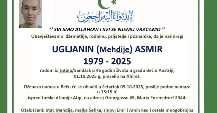 Porodicu Ugljanin pogodila nova tragedija: Asmir stradao u Austriji, dženaza u Beču i Dubovu