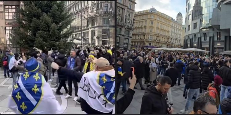 BiH navijači preplavili centar Beča: Ferhatović ih dočekao sa besplatnim obrocim VIDEO
