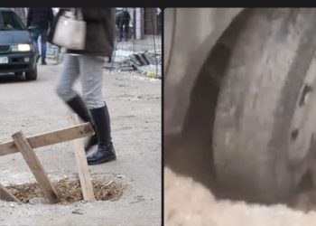 Rupa na sred ulice Šabana Koče u centru Novog Pazara opasnost za pješake i vozače,, jedno upalo