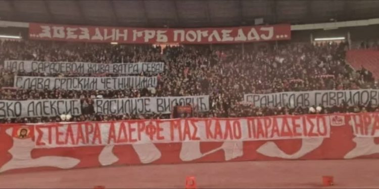 Šovinistička poruka zvezdinih navijača: “Nad Sarajevom živa vatra seva, slava srpskim četničina”