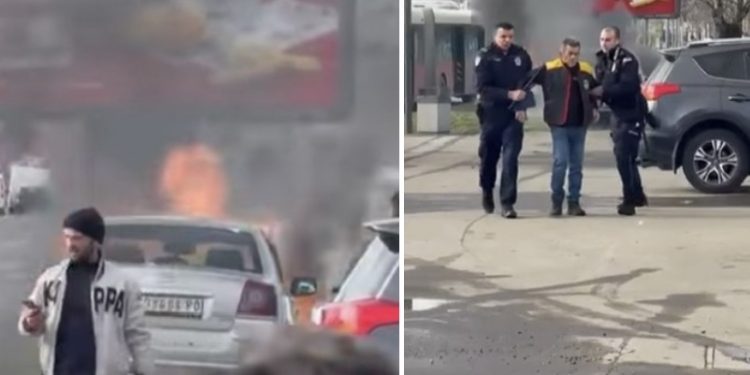 Zapalio dva automobila pa pokušao da sam sebe zapali VIDEO