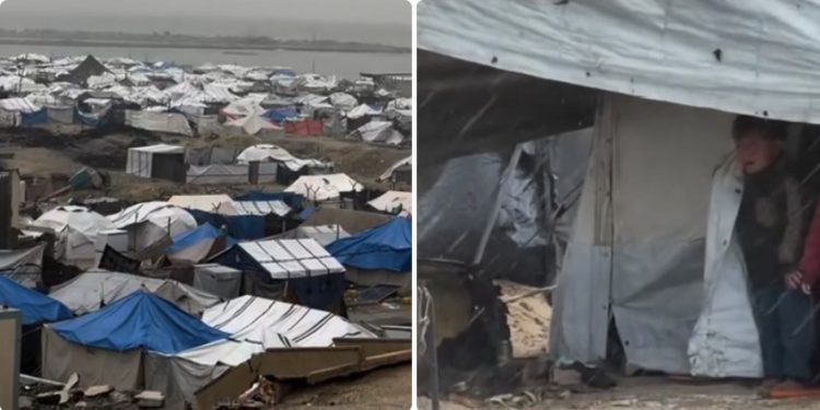 Suze i jecaj djece u Gazi  po kiši i hladnoći u šatorskom naselju