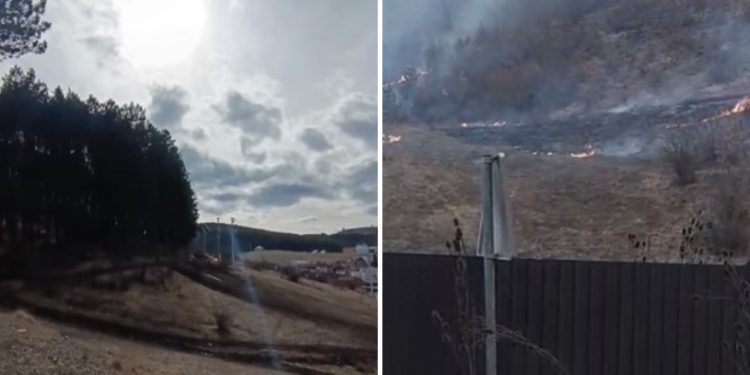 Požar kod Tutina – gori šuma i trava na ulazu u grad VIDEO