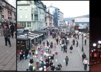 Rožaje: Defile djece i vatromet navijača na gradskom trgu u čast dolaska mjeseca Ramazana