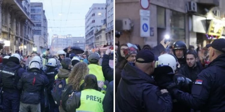 Nakon upada policije u Rektorat u Beogradu građani protestovali, policija tukla