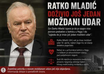 Osuđeni ratni zločinac Ratko Mladić ponovo hospitalizovan: sumnja na novi moždani udar