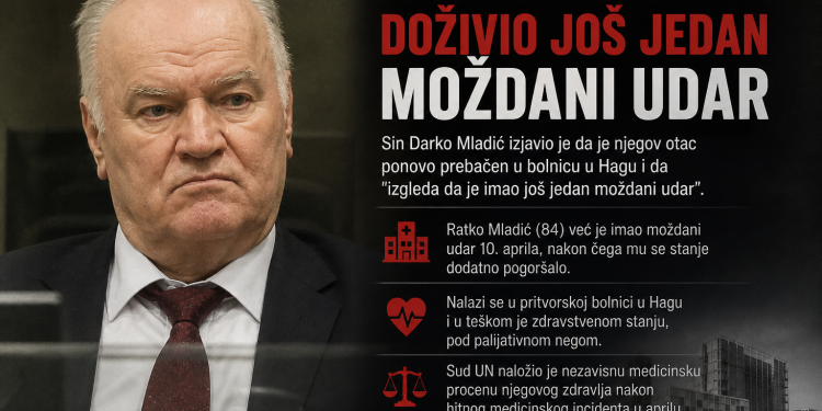 Osuđeni ratni zločinac Ratko Mladić ponovo hospitalizovan: sumnja na novi moždani udar