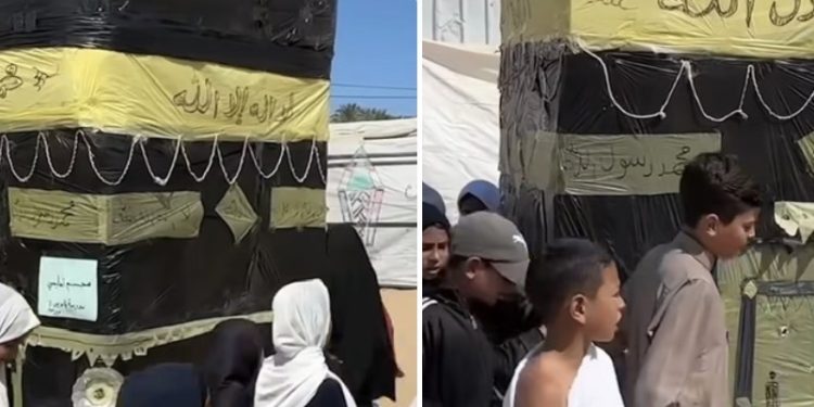 Raseljena Palestinska djeca u Gazi simbolično obavila hadž, tavafiki oko improvizovane Kabe