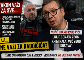ZAKON VAŽI ZA SVE, ALI NE I ZA RADOIČIĆA? Vučić ga braniona pitanje da ga čuva žandarmerija