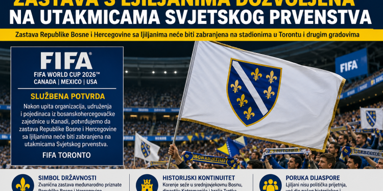 Radost za navijače BiH FIFA u Kanadi dozvolila zastavu s ljiljanima na utakmicama Svjetskog prvenstva